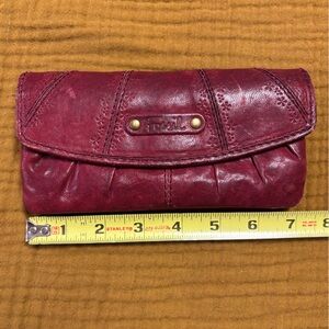 Vintage Fossil blood red‎ floral leather wallet